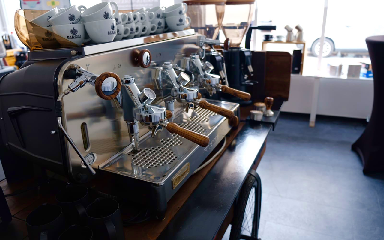 Coffee-Bike Detailbild der Maschine auf dem Coffee-Bike | Kaffee-Catering